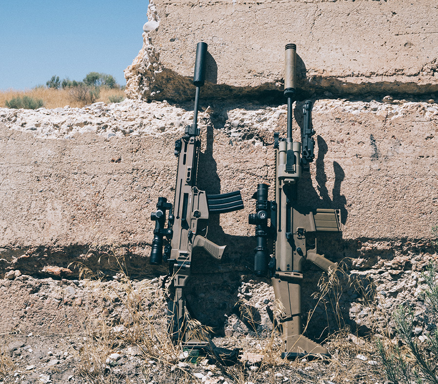 The FN Scar with the SIlencerCo Omega 300.