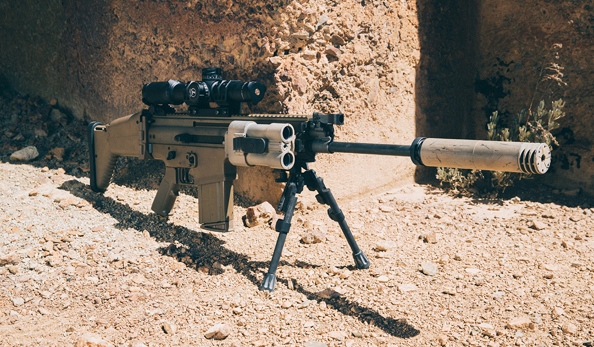 The FN SCAR with the SilencerCo Omega 300.