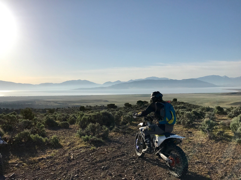 Jonathon Shults dirt biking on the west side of Utah Lake