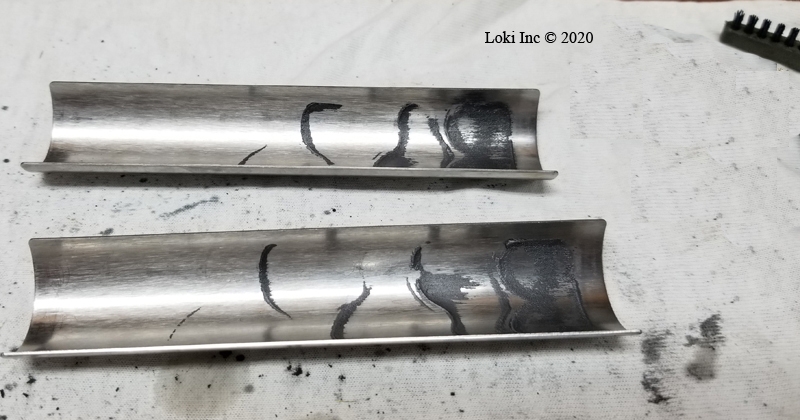 Fired Sparrow 22 core and halfpipes treated with Weld-Kleen after solvent and brushing 1