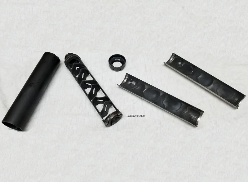 Sparrow 22 suppressor disassembled after more than 100 rounds pre-treated with Weld-Kleen