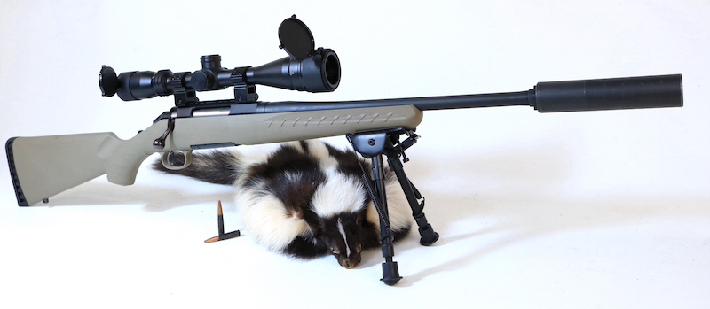 Ruger American rifle with Omega 45k and skunk hat