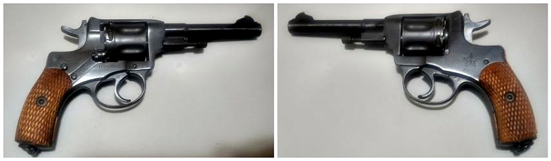 Nagant M1895 revolver right and left profiles