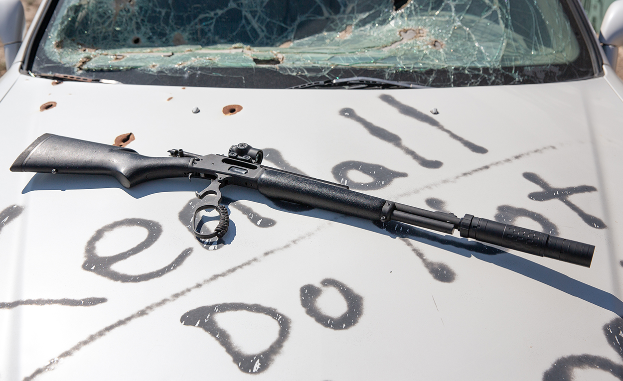 SilencerCo-suppressed lever action rifle.