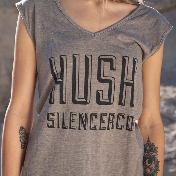 SilencerCo's women's hush V neck tee.