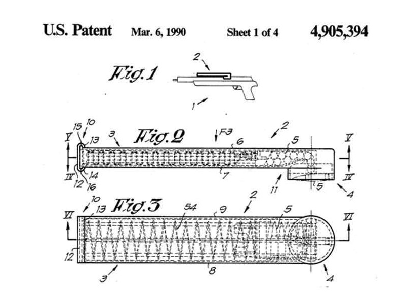 A patent diagram of the P90 magazine, circa 1990.