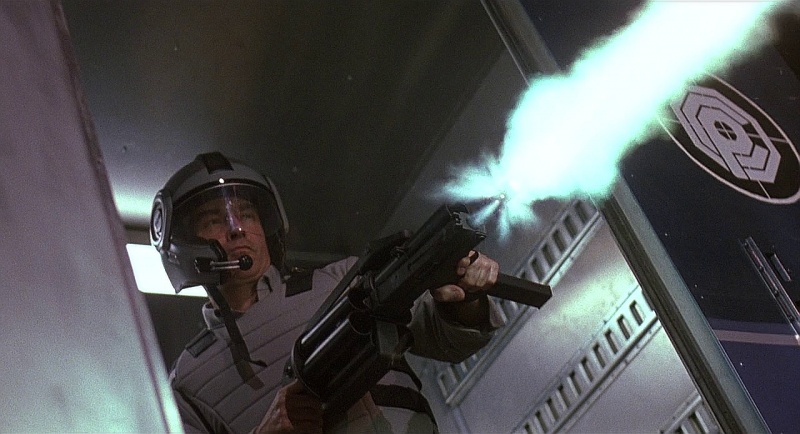 RoboCop with Cobray M11/9 attached to DefTech 37mm launcher