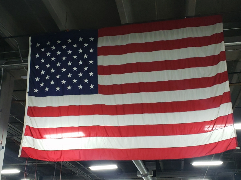 US Flag hanging inside the SilencerCo facility