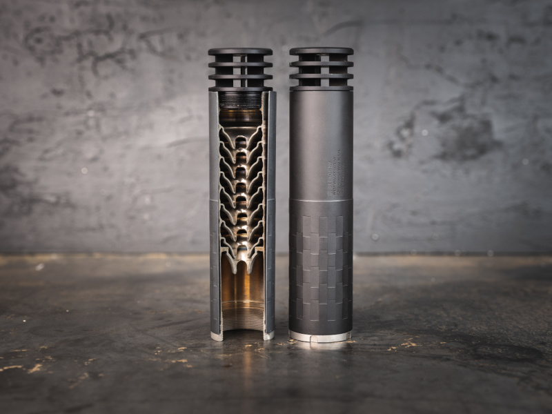 How do suppressors work? SilencerCo Omega 300 cutaway with baffles exposed