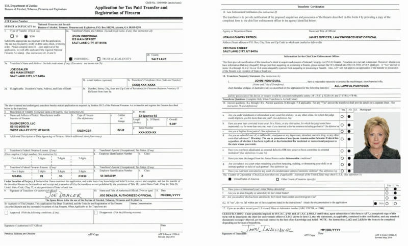 ATF Form 4 example