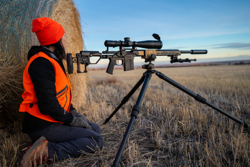 woman long range hunting suppressed