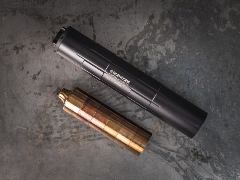 How do suppressors work? SilencerCo Octane suppressor with baffles removed and stacked.