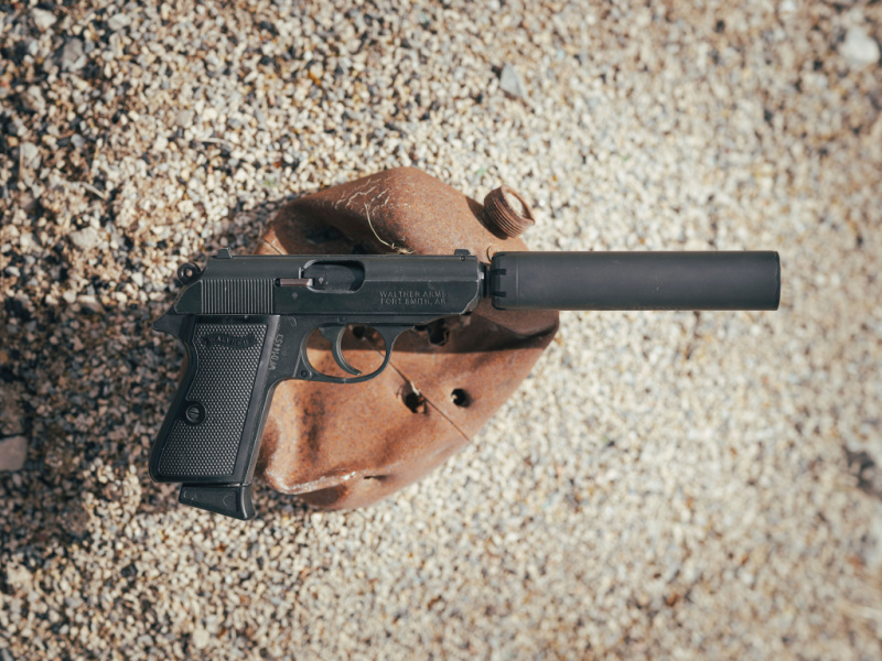 SilencerCo Sparrow on a Walther handgun, best 22 suppressor of 2023