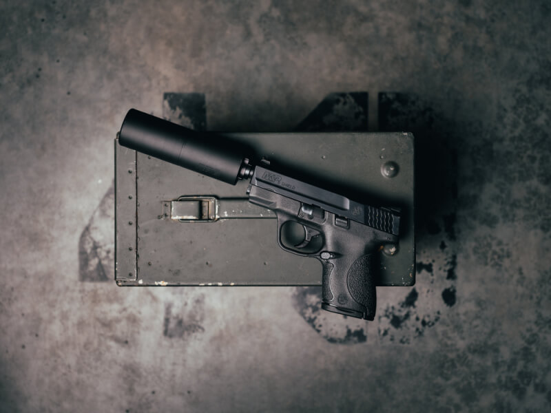 SilencerCo Omega 9k on Smith & Wesson M&P Shield.