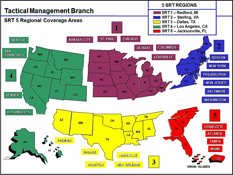 Regional map of ATF Special Response teams