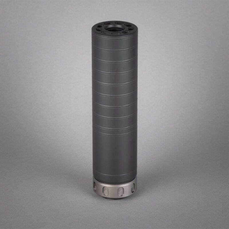 silencerco spectre 9 on a suppressor grey background