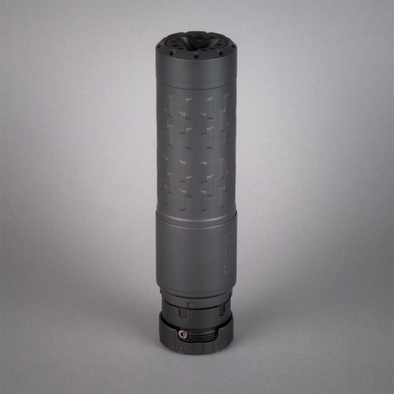 silencerco velos lbp 556 suppressor on a grey background