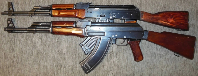 The AK-47 (bottom) and AKM gave the Soviet Union an almost 20-year head start on assault weapon design and doctrine. (wikipedia.com)