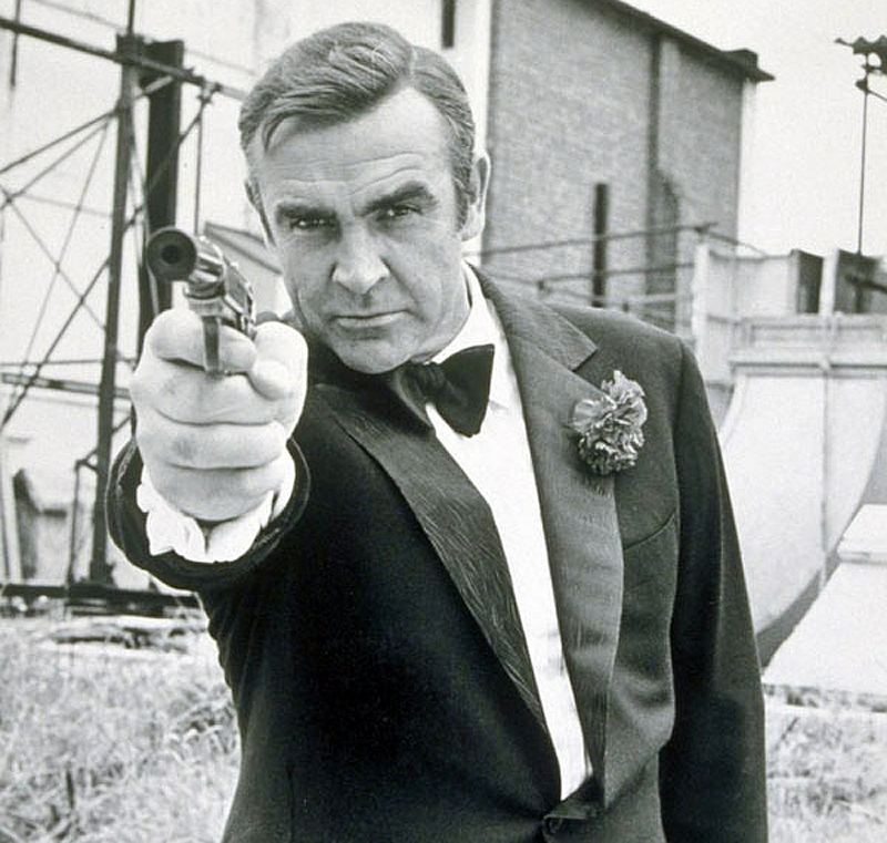 Sean Connery in Diamonds are Forever, shooting a suppressed pistol. Suppressors aren't just for the movies.