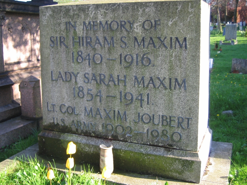 Sir Hiram Maxim and family tombstone