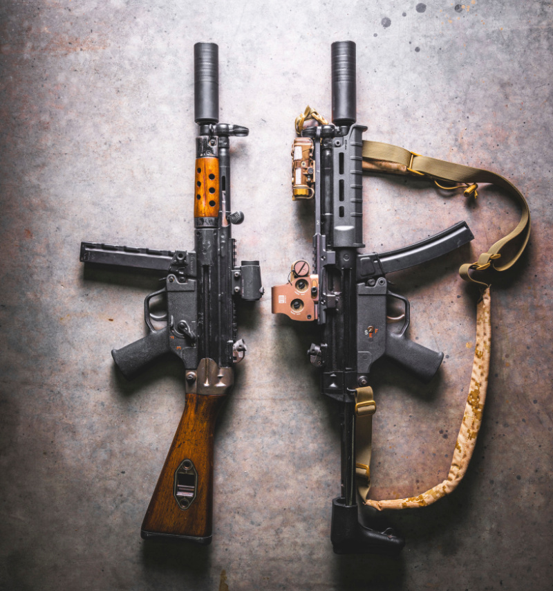 Two MP5s with SilencerCo suppressors