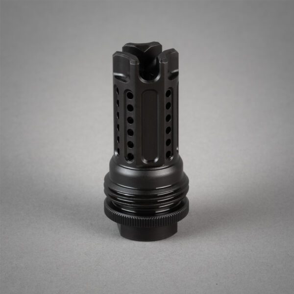 SilencerCo ASR RCB Ported black compensator on a grey background