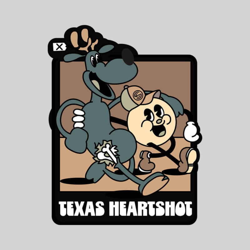 texas heartshot patch on a grey background