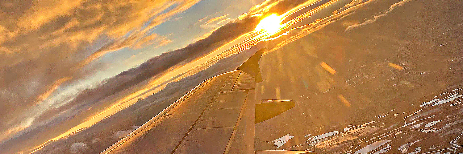 View of the sunrise in an early morning flight out of Utah.