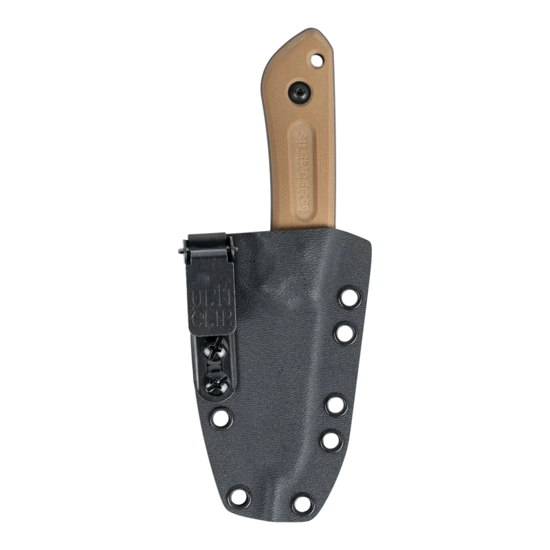 SilencerCo X Schwarz Overland Sport Knife Sheaved.