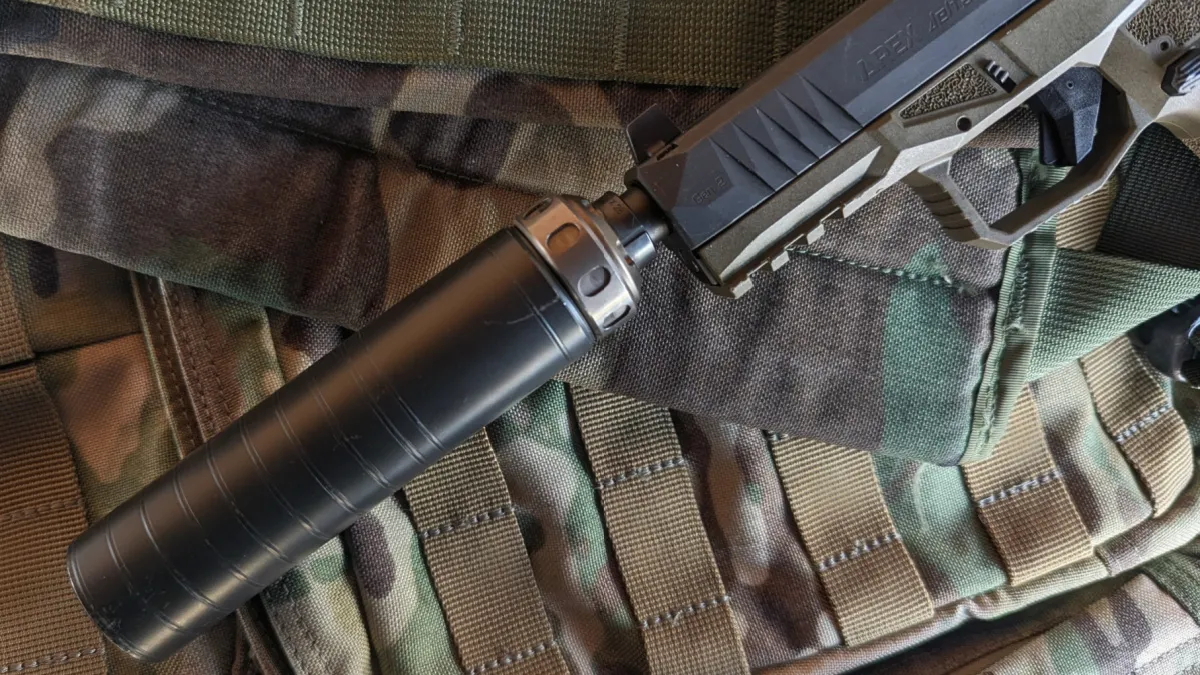 suppressed handgun closeup
