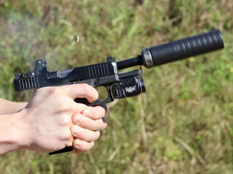 A Nielsen device inside the Spectre 9 will allow the G45 to recoil as intended. Without one, the weight of the suppressor, even a light one like the Spectre 9, may prevent it from cycling.