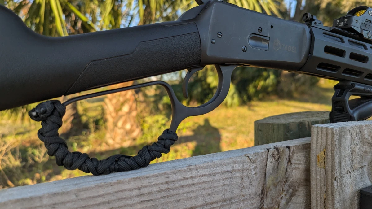 Large loop lever on rifle