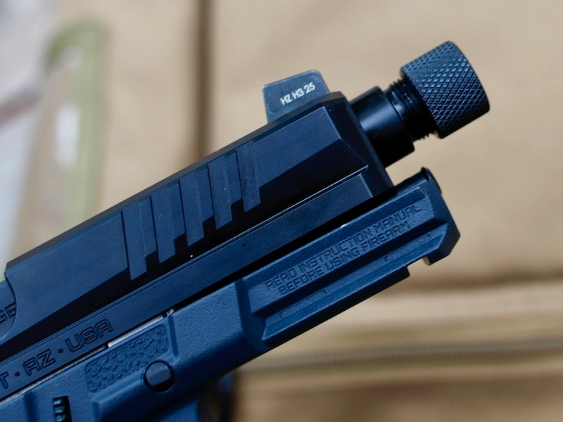 Closeup of Ruger Magpul RXM Threaded barrel