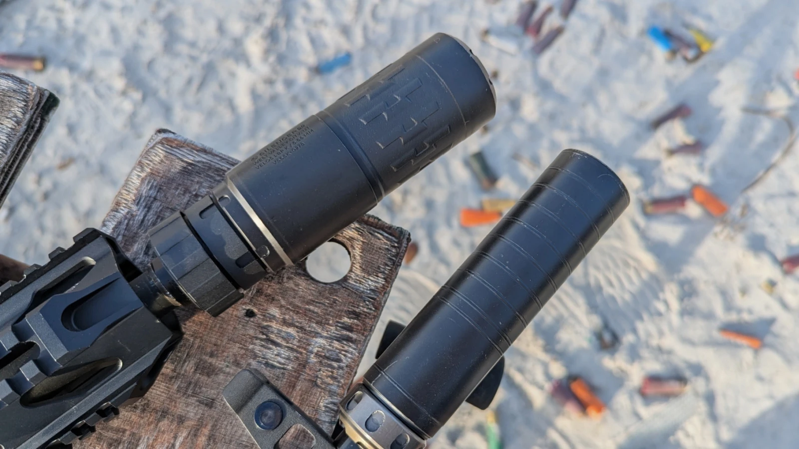 SilencerCo Spectre 9 and Velos LBP - two full-auto rated suppressors - FRT, binary trigger, super safety