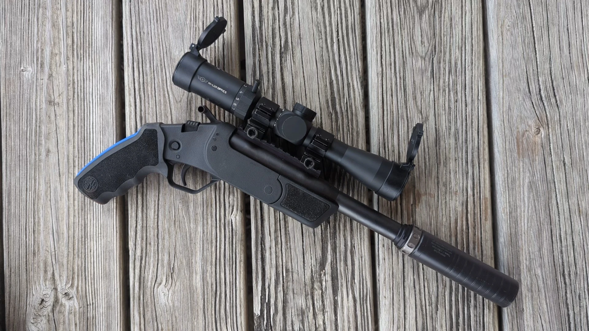 suppressed single-shot rifle-caliber pistol