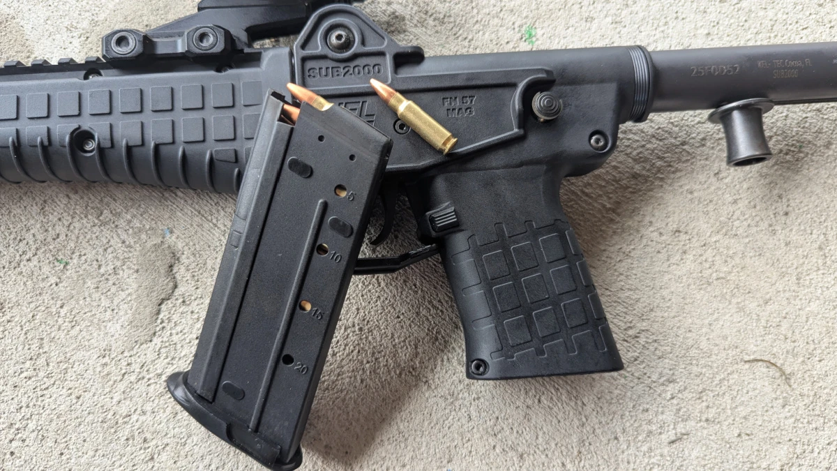 5.7mm rounds with KelTec Sub 2000 magazine and rifle