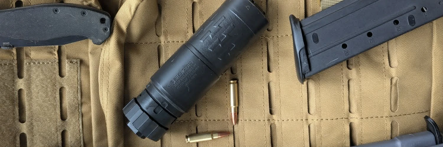 5.7mm cartridges with SilencerCo Velos LBP 556K suppressor and magazines