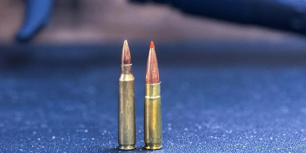 5.56 and .300 Blackout cartridges side by side for comparison