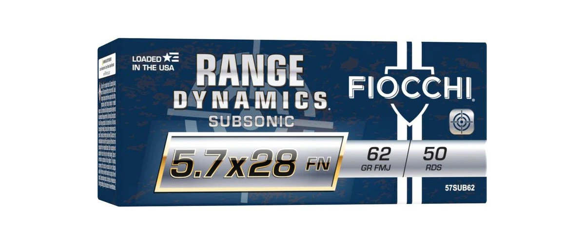 box of Fiocchi subsonic 5.7x28mm 62 grain ammo