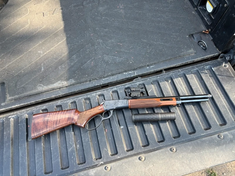 Chiappa 92 Wildlands Field lever-action rifle in .44 Magnum with walnut stock and M-LOK forend and SilencerCo Hybrid 46M.