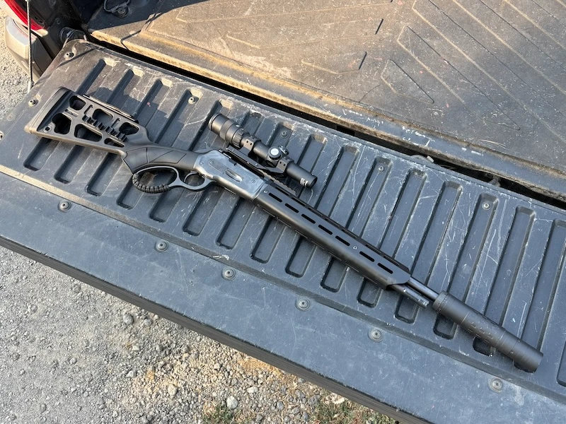 Chiappa 86 Wildlands Takedown lever-action rifle chambered in .45-70 with a SilencerCo Hybrid 46M suppressor