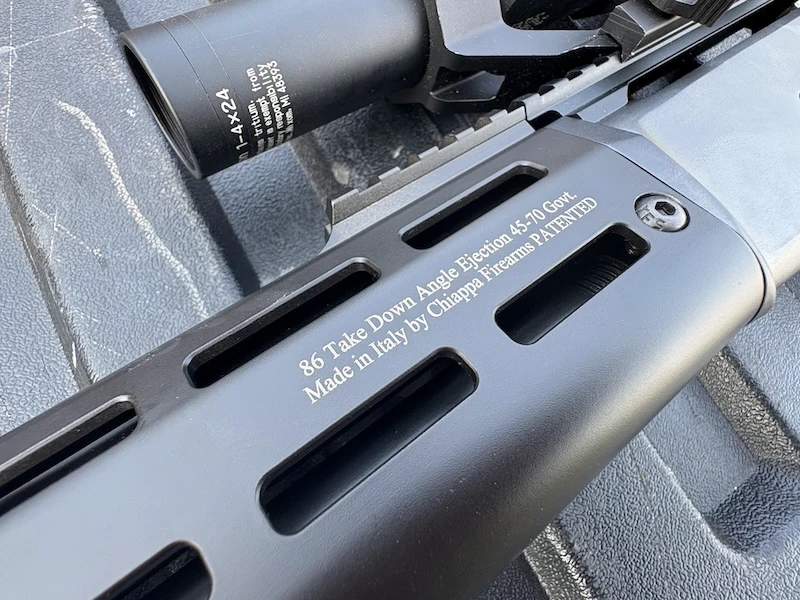 Close-up of the split on the Chiappa 86 Wildlands Takedown at the takedown joint